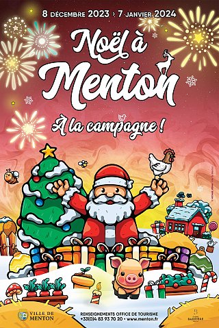 Affiche de Noël à Menton, version [décrivez la version spécifique si nécessaire]