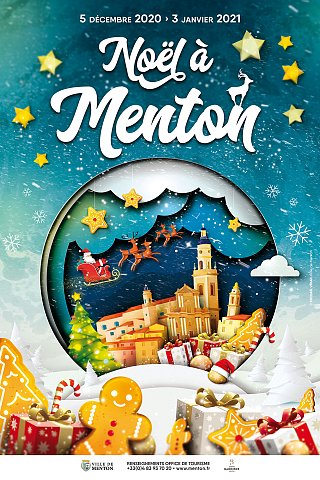 Affiche de Noël à Menton, version [décrivez la version spécifique si nécessaire]