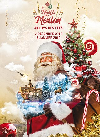 Affiche de Noël à Menton, version [décrivez la version spécifique si nécessaire]