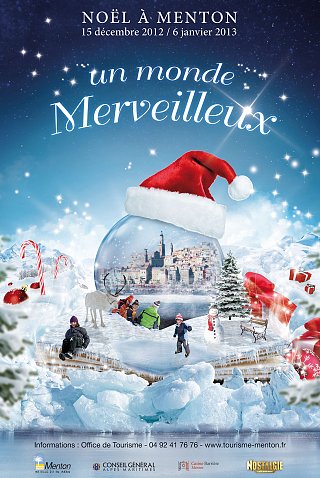 Affiche de Noël à Menton, version [décrivez la version spécifique si nécessaire]